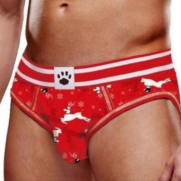 Red Patterned Men's Briefs - Picture 1 of 4